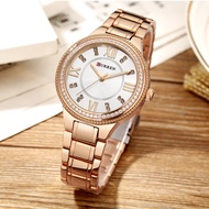 Curren นาฬิกาข้อมือผู้หญิง ประดับเพชรสวยหรู แสดงวันที่ ระบบ 3 เข็ม สายสแตนเลส รุ่น C9004 พร้องกล่องน