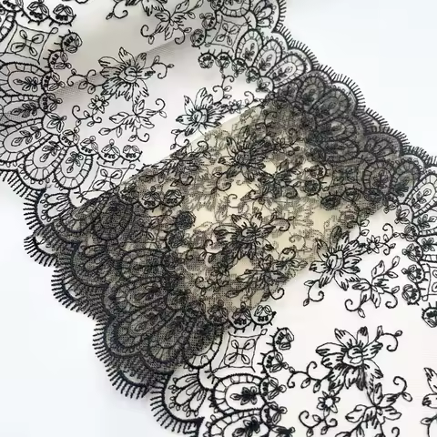 1 Yards Black Flower Brown Embroidery Lace Bra Grey DIY Craft Sewing Supplies Skirt Hem Decoration A