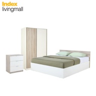 INDEX LIVING MALL ชุดห้องนอน รุ่นวินซ์ + วาว่า (ตู้บานสไลด์ + ตู้ลิ้นชัก) สีขาว/ธรรมชาติ มีเตียงสองขนาด ให้เลือก (เตียง 5 หรือ 6ฟุต)