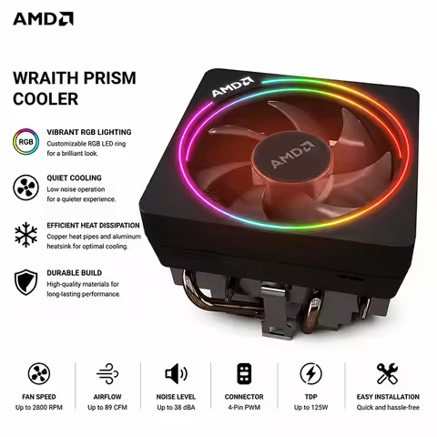 New Wraith Cooler AMD Wraith Prism Fan Original New 4 PIN Can support R3 R5 R7 R9 fan Socket AM4 AM5