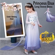 [3-10y] ReadyStock / Elsa Frozen White Dress. Dress Jubah Elsa. Dress Frozen elsa. Elsa Long Dress. 