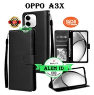 OPPO A3X LEATHER CASE PREMIUM-FLIP WALLET CASE KULIT UNTUK OPPO A3X OPPO A3 OPPO A38 CASING DOMPET-F