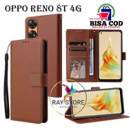 OPPO RENO 8T 4G LEATHER CASE PREMIUM-FLIP WALLET CASE KULIT UNTUK OPPO RENO 8T 4G - CASING DOMPET-FLIP COVER LEATHER-SARUNG BUKU HP