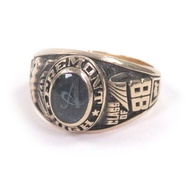 品相極佳 □ HERFF JONES 復古 14K 金弗里蒙特高中 1988 屆大學戒指，金色，藍色，尺寸約 17 號，總重 8.19 克，男士