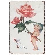 1 Vintage-style Rose and Boy Pattern Wooden/acrylic Signboard, Suitable for Home, Bar, or Cafe Wall 