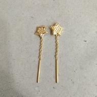 1 gram young gold carved star chain earrings