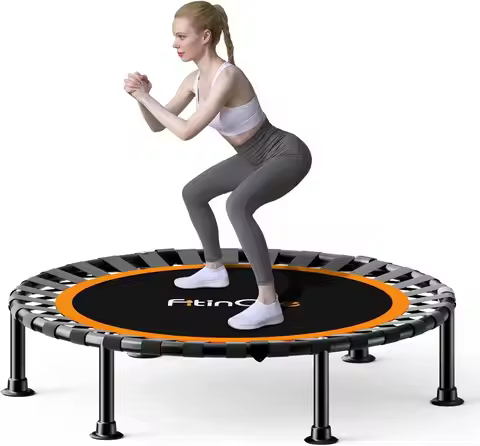 48" Foldable Mini Trampoline Load 330lbs, Portable Exercise Rebounder with Durable Bungee Band, Fitn