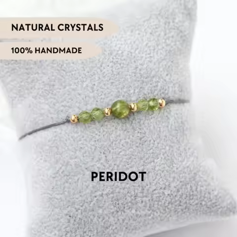 Peridot crystal bracelet, August birthstone, gift, wealth, prosperity