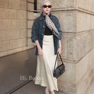 [Extra length 40] Hi Bonie, Premium Satin Skirt Mermaid Cutting Strechable Waistband With Zip