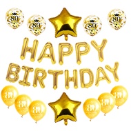 25 Pcs Gold 90th Birthday Party Balloon Decoration Set, Other Ages Options, Confetti Balloons, Ballo