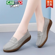 K-J Cartelo Crocodile（CARTELO）Genuine Leather Doug Shoes Women's Summer Sandals Women's Shoes Soft Bottom Cutout Flat Pu