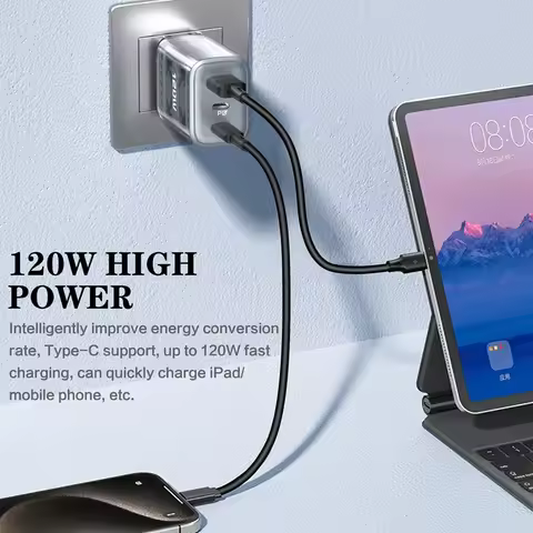 Xiaomi 120W 3 Port USB C Charger Quick Charge 3.0 Type-C PD EU/US Fast Charger Mobile Phone Wall Ada