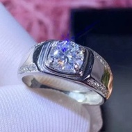 1.5 克拉莫桑石鑽石 925 純銀 手工戒指 男士鑽石 Apri