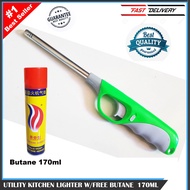 Refillable Utility Gas Lighter with170mL Lighter Butane Fluid (Orange) (Package Deal Promo)