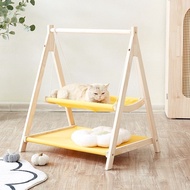 Solid Wood Double Decker Cat Hammock Cat Swing Cat bed Pet Rocking Bed Cat Cradle