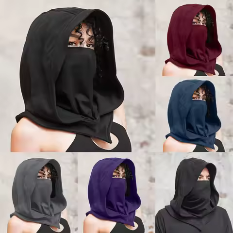 Unisex Halloween Costumes Medieval Mask Hat Cosplay Renaissance Hooded Cloak Assassin Black Gothic V