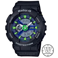 CASIO Baby-G BA-110PP-1A Analog Digital Ladies Watch Black Resin Band Green Markers BA-110 BA110