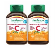 Jamieson 維他命C 500毫克橙味咀嚼片  1pack/兩樽 x 每樽200粒 （共400位)