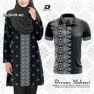 Jiashu-Jersey Muslimah Baju Muslimah Couple Black Full Sublimation Microfibre Tshirt Women & Men Jer
