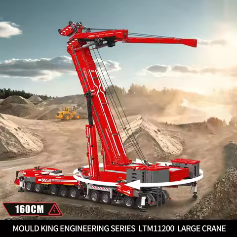 MOULD KING 17007 17008 Technical APP Control Liebherr LTM 11200 Crane Building Blocks Set Big Engine