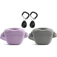 One-Hand Access 2-Pack Silicone Dog Treat Pouches With 2 Training Clickers - Magnetic Auto-Closing L