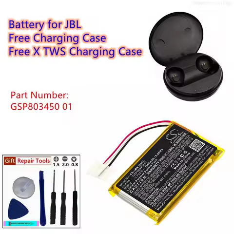 Wireless Headset Battery 3.7V/1350mAh GSP803450 01 for JBL Free Charging Case, Free X TWS Charging C