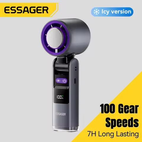 Essager Portable Handheld Turbo Fan 100 High Speed Foldable Fan Handheld Adjustable USB C Rechargeab