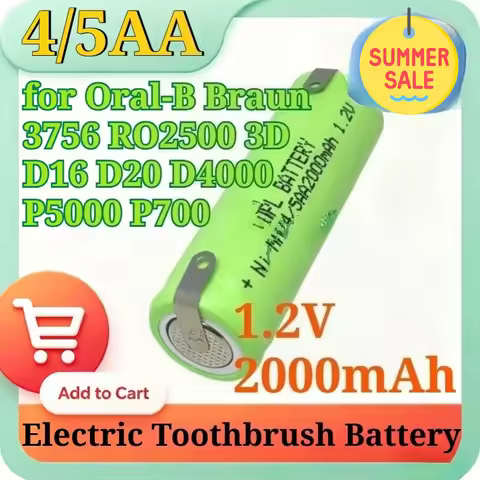 4/5AA 1.2V 2.0Ah Ni-MH Replacement Battery for Oral-B Braun 3756 RO2500 3D D16 D20 D4000 P5000 P700 