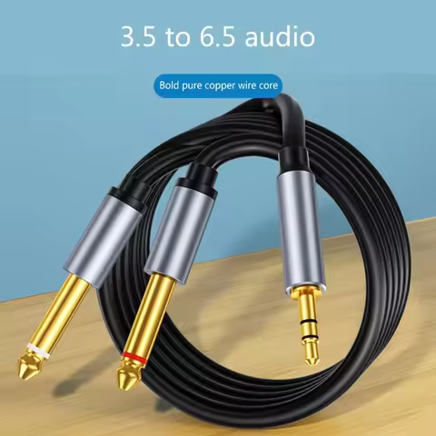 3.5mm to Double 6.5mm Aux TRS Cable Dual 6.35mm Aux Cord For Guitar Speaker Male Mono 6.5 Jack to St