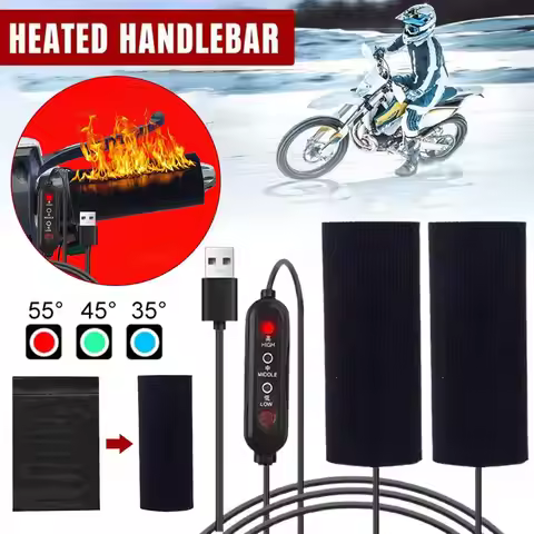 Motorcycle Heated Hand Grip Adjustable Thermal E-bike ATV Handlebar Heater Warmer Kit Motorcycle Acc