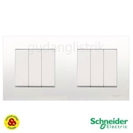 Schneider 6 Gang Vivace Frame 2 Gang Switch & 6 Gang White Switch