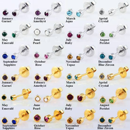 Red Label 10pairs 3MM Gold Plated 18K Jewelry Stainless Crystal Stud Earrings(Assorted Color)