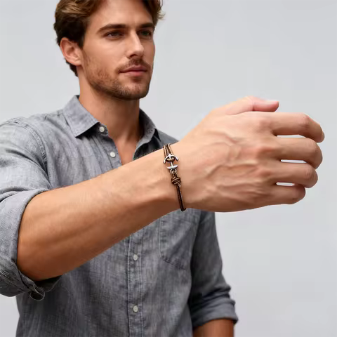 New 7 Colors Ocean Style Anchor Bracelet For Men Stainless Steel Buckle Adjustable A Grade Thin Stri