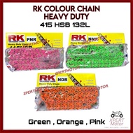 RK HEAVY DUTY CHAIN 415-132L HSB COLOUR PINK GOLD ORANGE GOLD GREEN GOLD