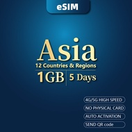 Asia 1GB 5days 12countries travel sim card