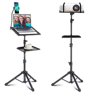 Projector Tripod Stand, 50” Laptop Stand with 2 Shelves for Projector, iPad, DJ Equipment, Portable 