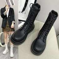 35-43 Large Size Women's Shoes 42 Soft Thick-Soled Martin Boots Female British Style Mid-Tube Thin B