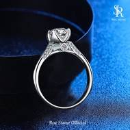 RoyStone - Cincin Amber Moissanite Perhiasan Wanita Lapis Emas 18K Sertifikat GRA