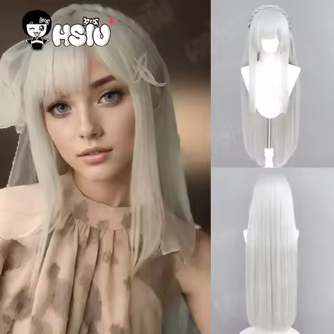 Emilia Cosplay Wig Fiber Synthetic Wig「HSIU」Silver Gray Long Wig Anime Re Zero Kara Hajimeru Isekai 