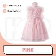 【6M-9Y】Girl Princess Dress Butterfly Veil Baby Girl Dress Gaun Budak Perempuan Baju Kids Birthday Dr
