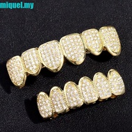MIQUEL Teeth Grillz Set, Hip Hop Top & Bottom Set Hiphop Teeth Grillz, Trendy Zircon Hollow Rhinesto