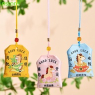 INSTORE Horse Year Omamori, Embroidered Kawaii Good Luck Charms, Fortune Cartoon Blessing Words Crea