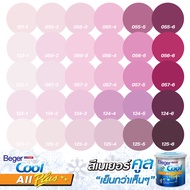 Beger คูลออลพลัส กึ่งเงา สีชมพู ขนาด 1ลิตร 3.78ลิตร และ 9ลิตร สีทาภายนอก และ สีทาภายใน สีน้ำกึ่งเงา สีบ้านเย็น