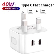 40W Dual Port USB-C Power Adapter PD 3.0 Wall Charger For Mobile Phone 20W Type C Charger