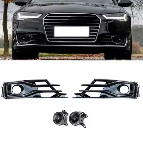 For Audi A6 C7 2016 2017 2018 Car Fog Light Grille Fog Lamp Cover Lower Net With ACC Probe G0807681A