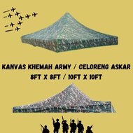 KAIN KHEMAH NIAGA ARMY/ASKAR CELORENG SAIZ 8ft X 8ft / 2.5M X 2.5M DAN10ft X 10ft / 3M X 3M