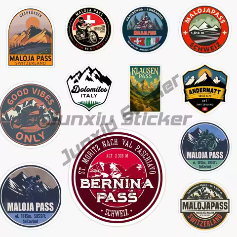 Switzerland FURKA PASS ANDERMATT MALOJA BERNINA Scenic Adventure Car Stickers Landscape Car Stickers