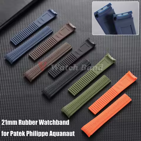 21mm Rubber Watchband for Patek Philippe Aquanaut 5164/5167 Colorful Straps Soft Silicone Waterproof