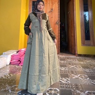 Gamis Amanda Rania Kombinasi Polos Rayon Twill Premium