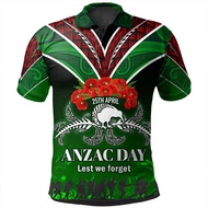 Commemorative Anzac Day Polo Shirt Men Lapel Collar Short Sleeve Golf Top for Australia New Zealand 
